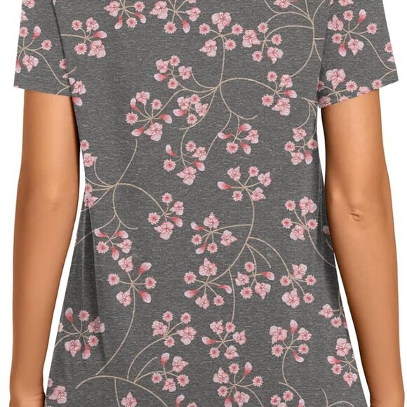BISHUIGE Floral Print Women's Blouse – Casual V-Neck Top - Picture 2 of 4